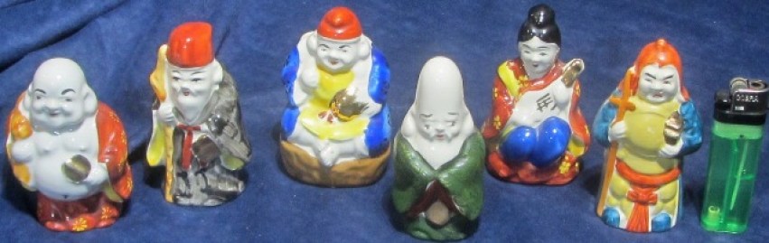 6 FIGURAS CERAMICA MINIATURA DIOSES  JAPONESES (1)